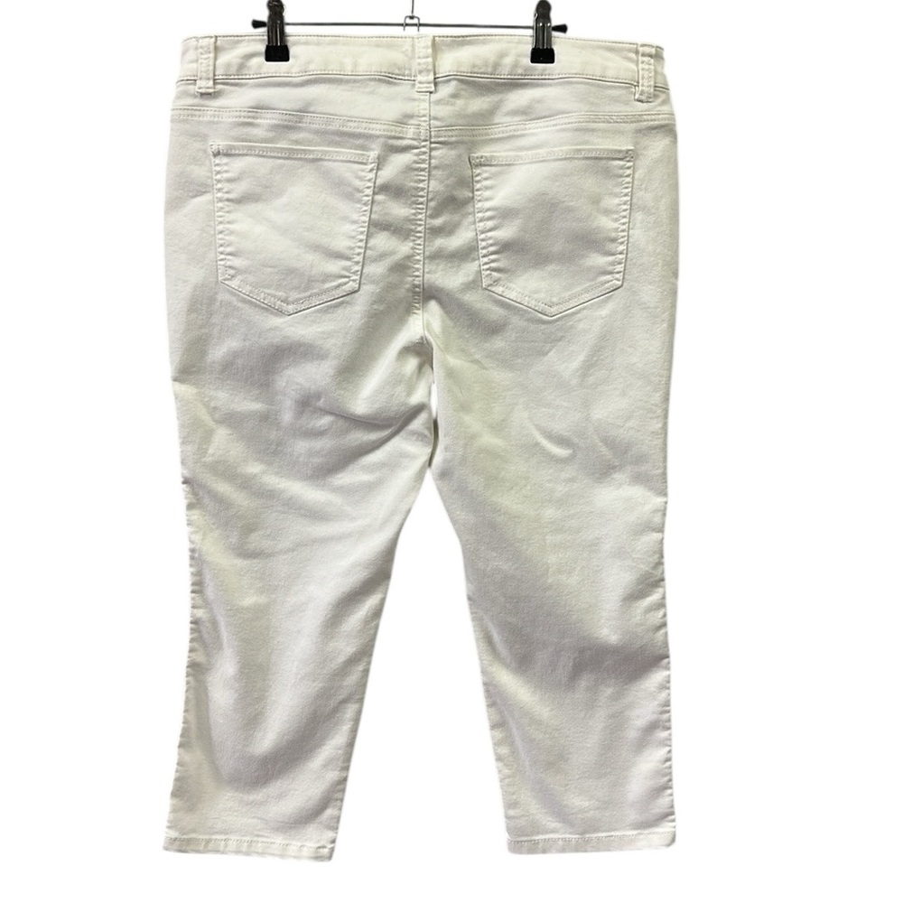Style & Co White Stretch Denim Mid Rise Cropped Capri Jeans Womens Petite 14 - Picture 3 of 6